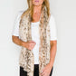 snake print scarf with foil detail in beige