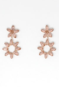 diamante earrings in rose pink