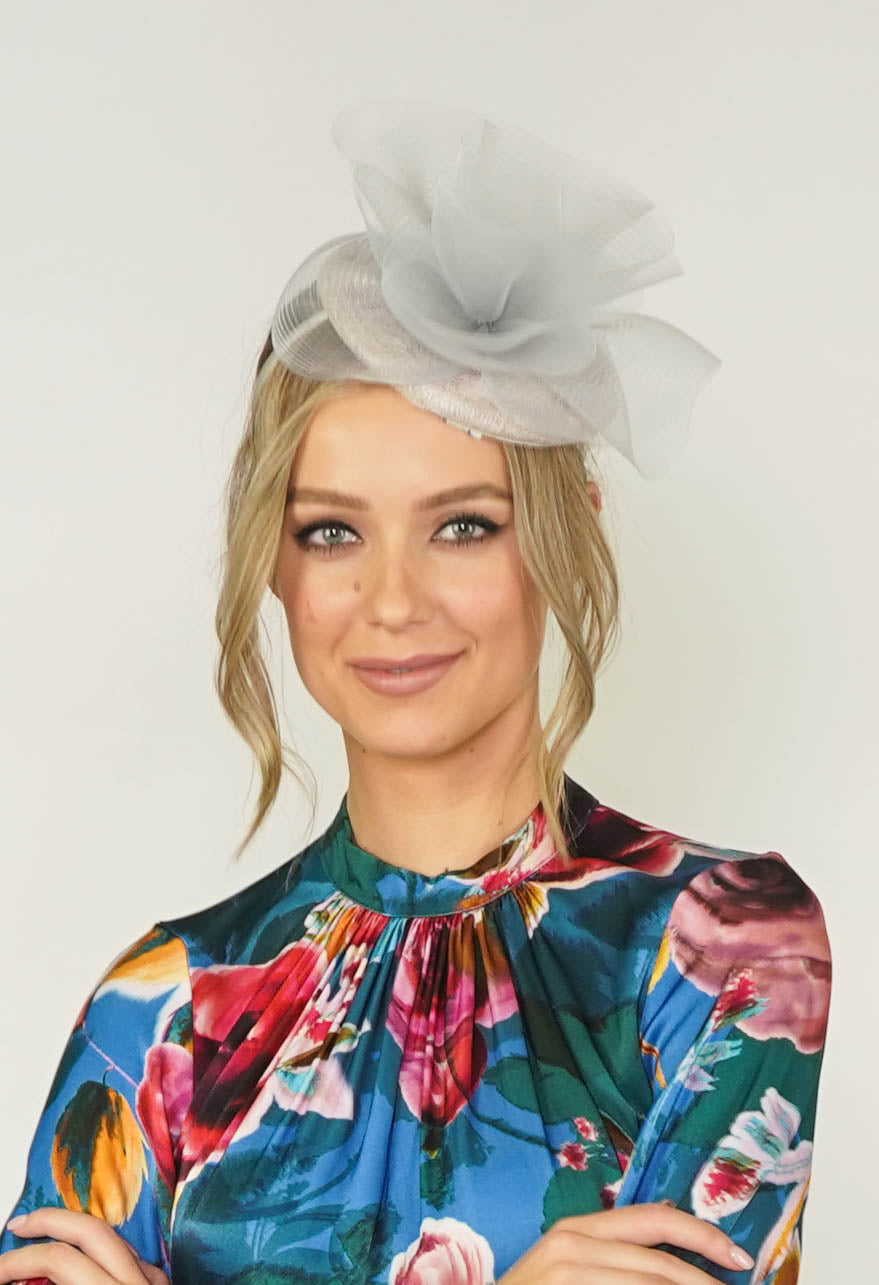 Grey Pillbox Fascinator