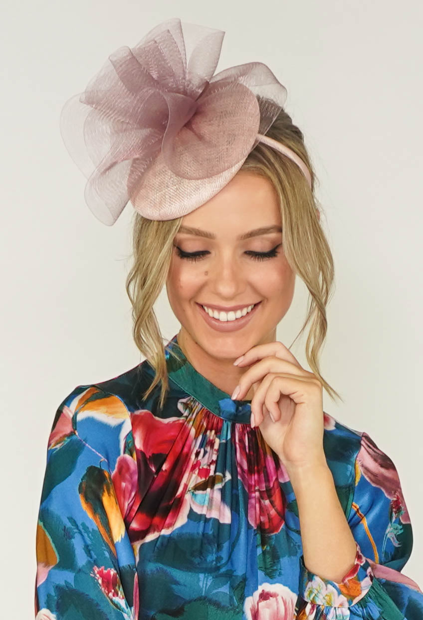 Dusky Pink Pillbox Fascinator