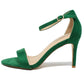 green barely there suedette sandals