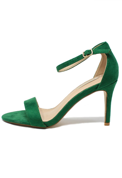 green barely there suedette sandals