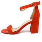 orange suedette block heel sandal