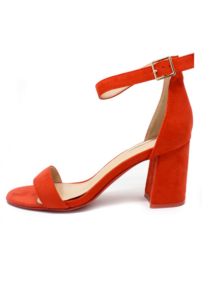 orange suedette block heel sandal