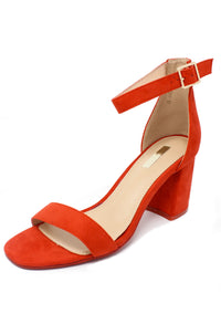 orange suedette block heel sandal