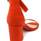 orange suedette block heel sandal