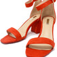 orange suedette block heel sandal