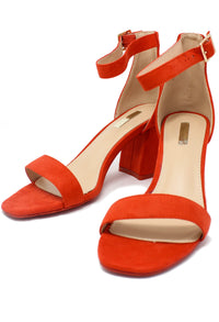 orange suedette block heel sandal