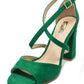 green suedette sandal with criss cross front