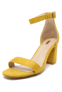 yellow suedette block heel sandal