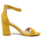 yellow suedette block heel sandal