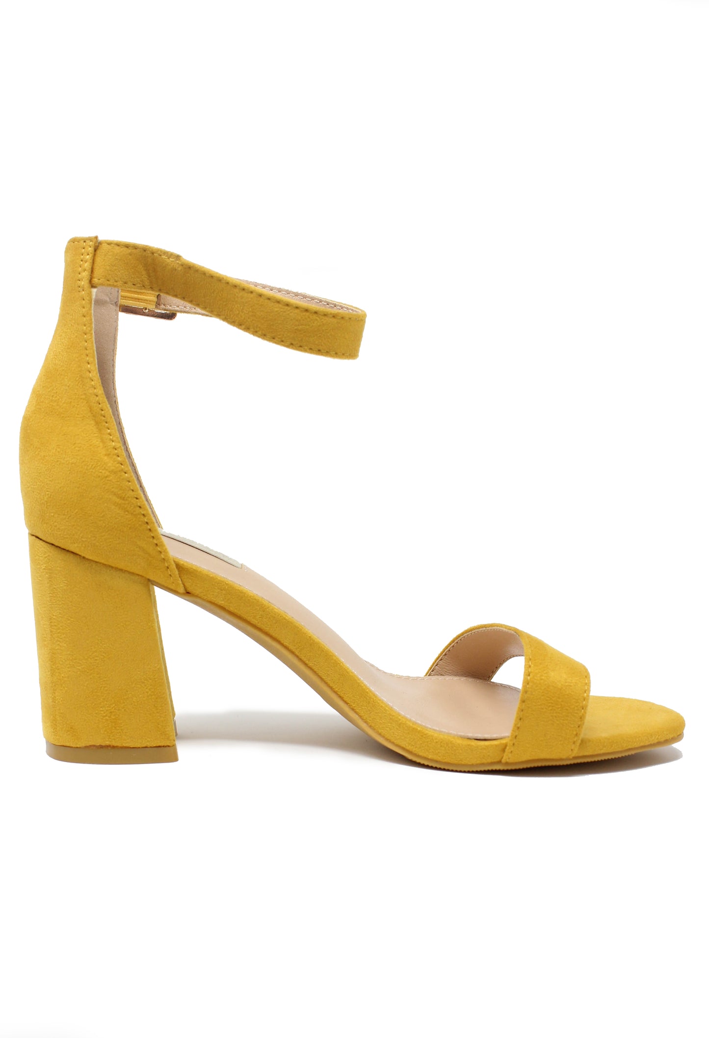 yellow suedette block heel sandal