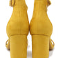 yellow suedette block heel sandal