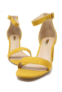 yellow suedette block heel sandal