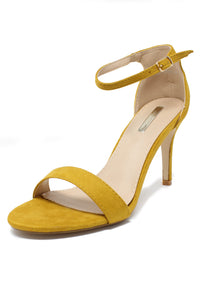 yellow barely there suedette sandals