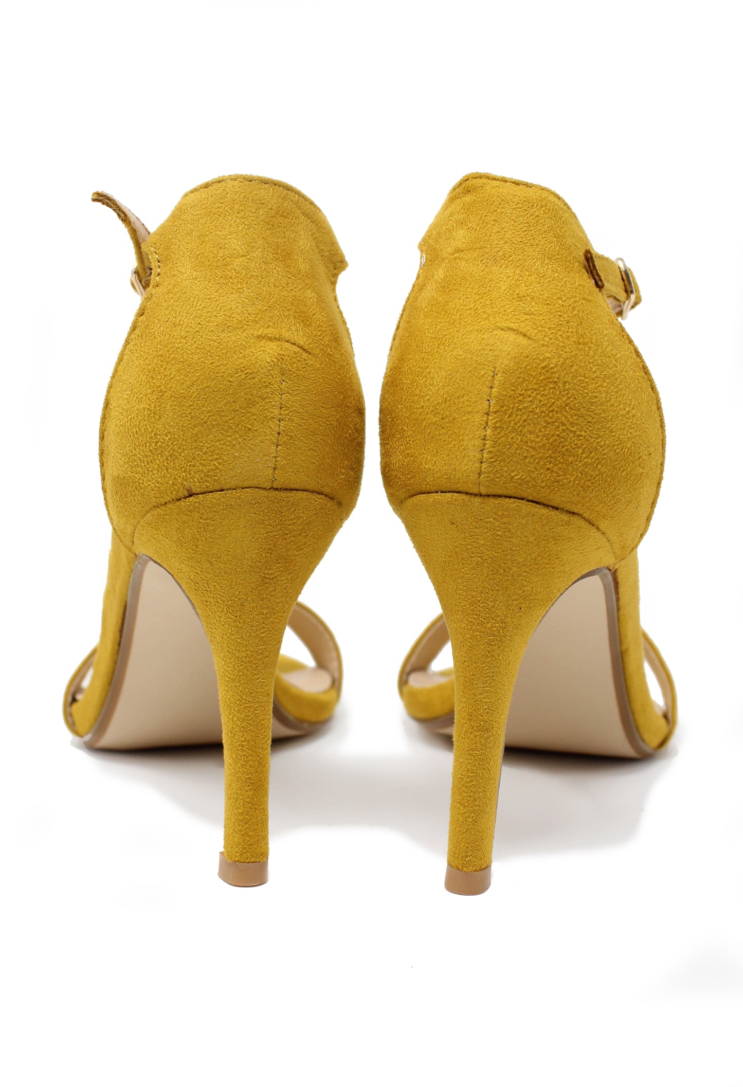 yellow barely there suedette sandals