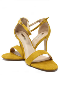 yellow barely there suedette sandals