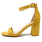 yellow suedette block heel sandal