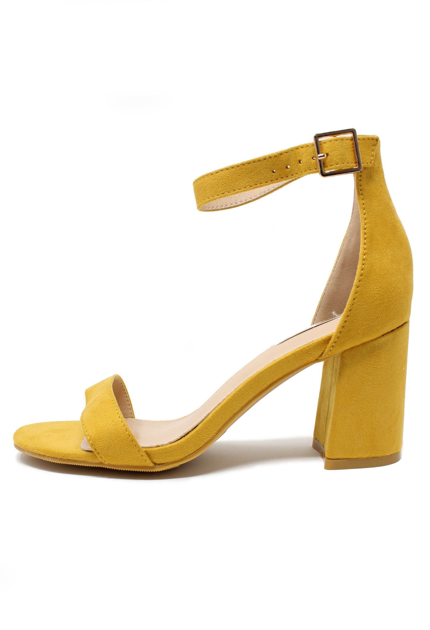 yellow suedette block heel sandal