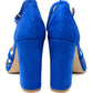 royal blue suedette sandal with criss cross front