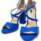 royal blue suedette sandal with criss cross front