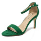 green barely there suedette sandals