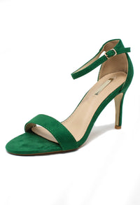 green barely there suedette sandals