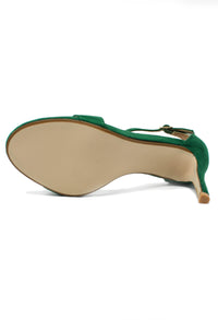 green barely there suedette sandals