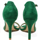 green barely there suedette sandals