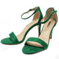 green barely there suedette sandals