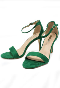 green barely there suedette sandals