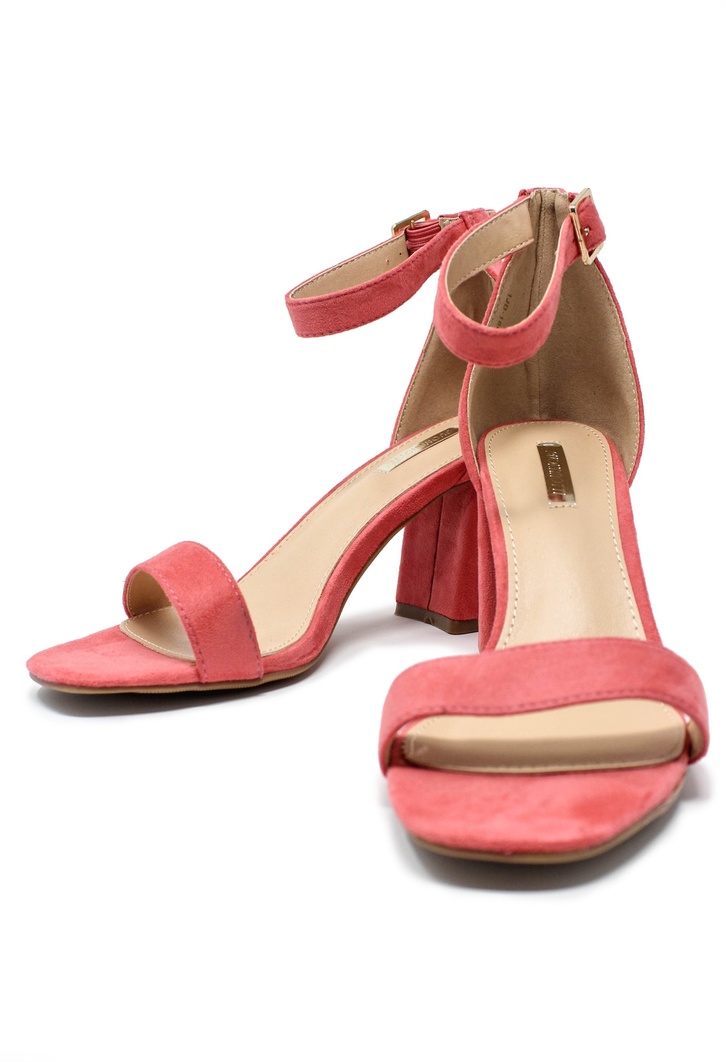 Coral suedette block heel sandal