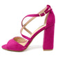 Fuchsia suedette sandal with criss cross front