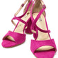 Fuchsia suedette sandal with criss cross front