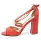 Pink suedette sandal with criss cross front