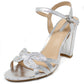 silver block heel sandal