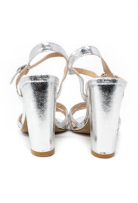 silver block heel sandal