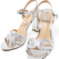 silver block heel sandal