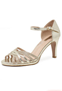 gold glitzy open toe front sandal