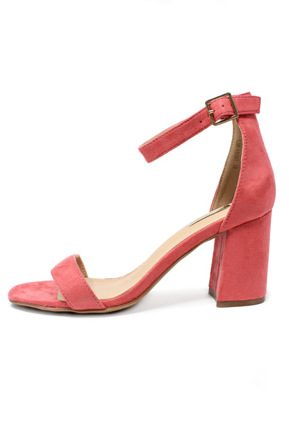 Coral suedette block heel sandal