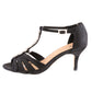 Black Kitten Heel T Strap Peep Toe