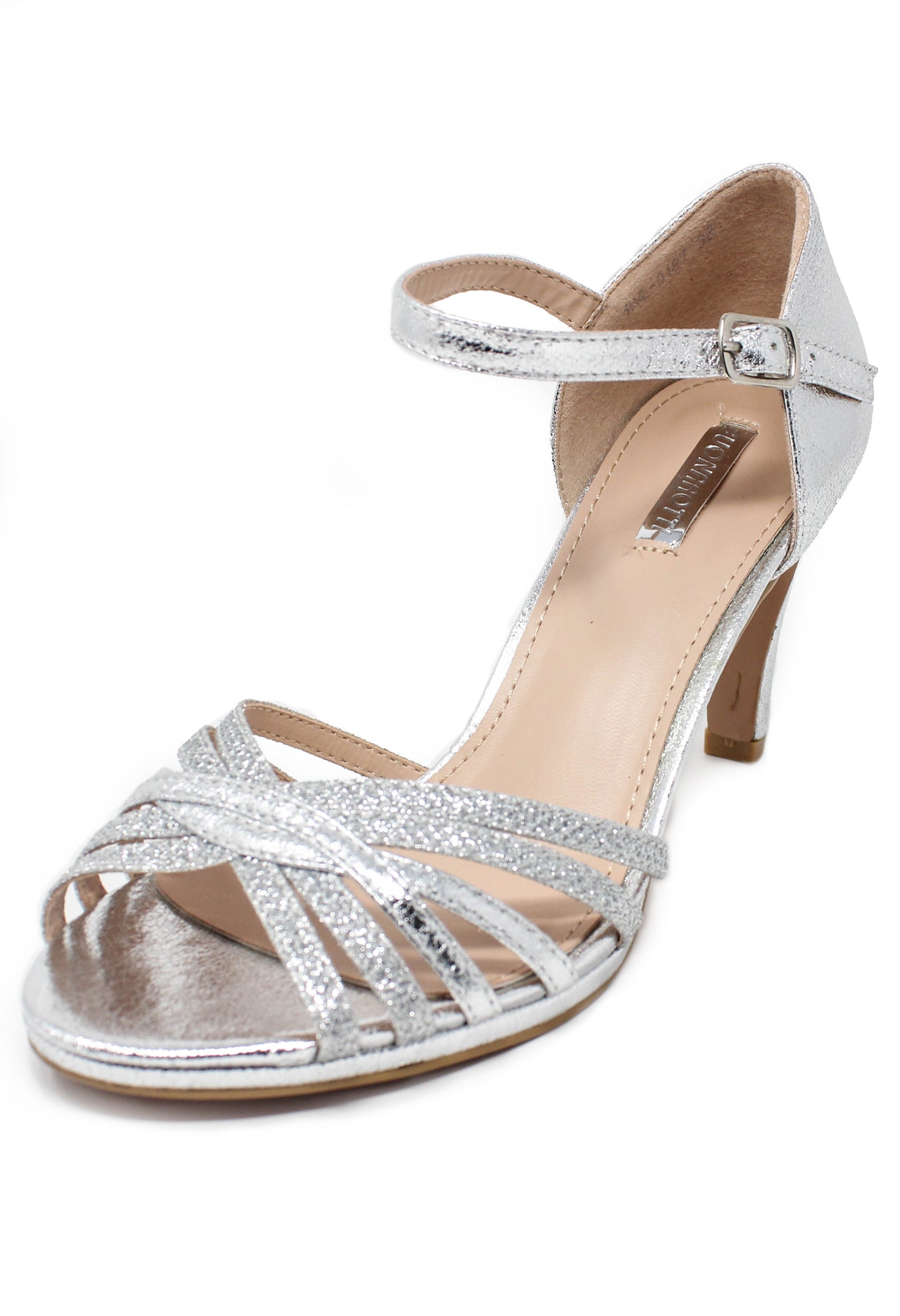 Silver glitzy open toe front sandal