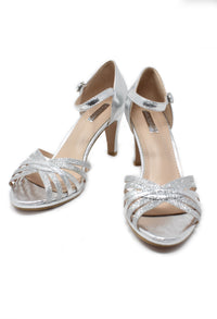 Silver glitzy open toe front sandal