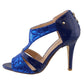 Blue Metallic High Heel Peep Toe Shoe