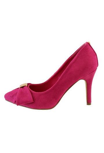 Fuchsia High Heel Court Shoe with Bow Detail