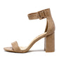 NUDE CROC PRINT BLOCK HEEL SANDAL