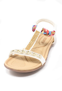 White print and jewel detail sandal