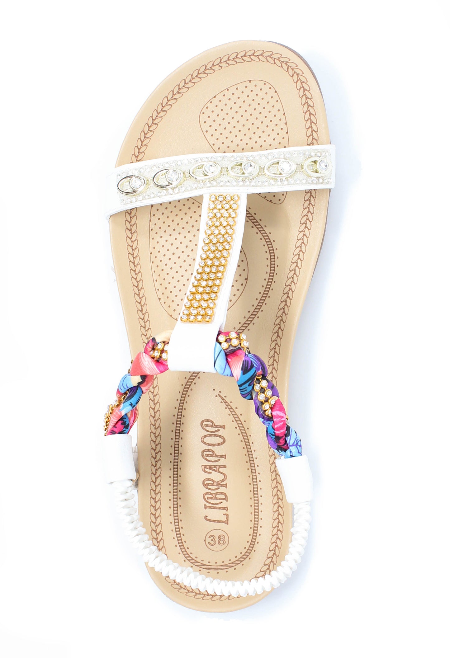 White print and jewel detail sandal