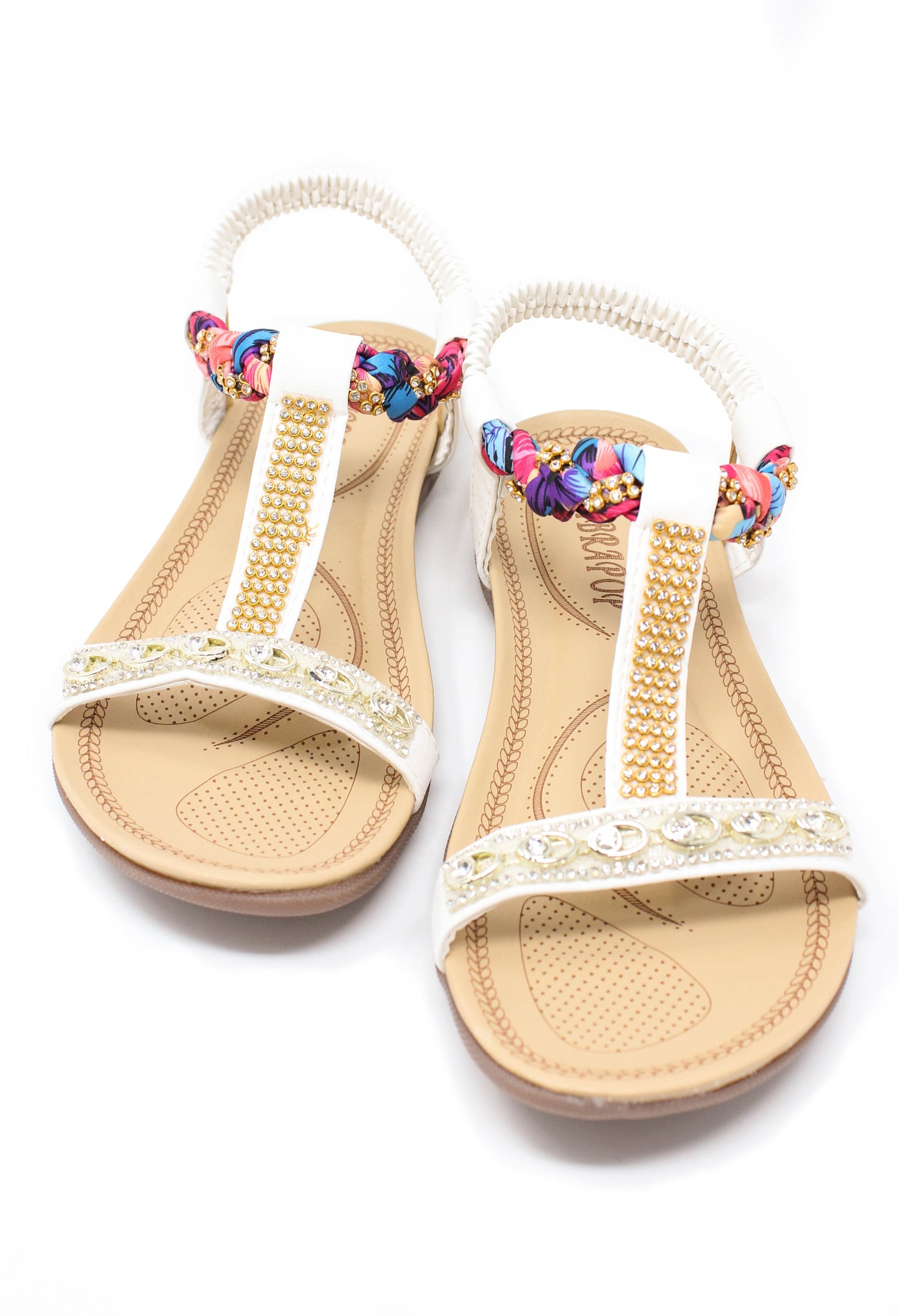 White print and jewel detail sandal