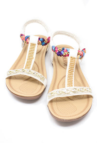 White print and jewel detail sandal